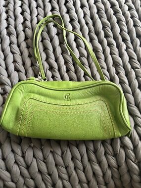 Casa Lopez Designer Green Leather Baguette handbag in new condition